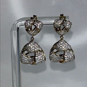 NWOT Chuck Clemency Gold Plated Sterling Silver CZ Accent Love Knot Earrings